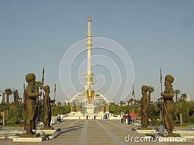 Independence monument soldiers statues - Turkmenistan Editorial Stock Photo