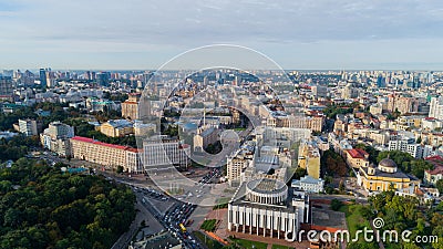 Independence Square. Ukraine. Kyiv. September 06, 2021. Aerial drone cityscape Editorial Stock Photo