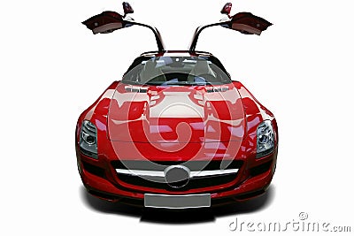 An independent red static high-quality race car in Stock Photo