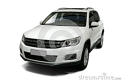 A Independent white static suv in white background Stock Photo