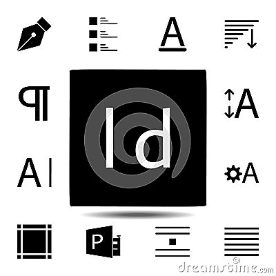 indesign, text icon. Simple glyph, flat vector of Text editor set icons for UI and UX, website or mobile application Stock Photo