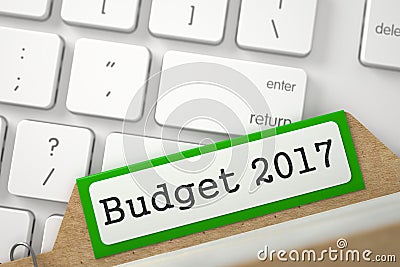 Index Card with Budget 2017. 3D. Stock Photo