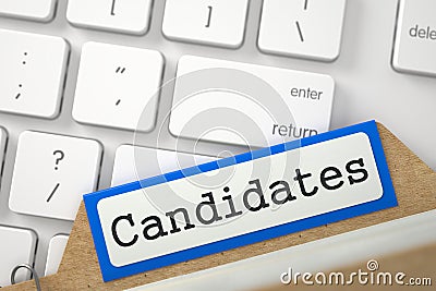 Index Card with Candidates. 3D Render. Stock Photo
