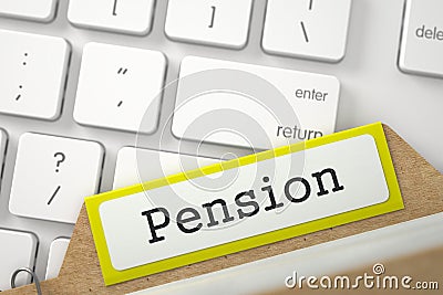 Index Card with Pension. 3D. Stock Photo