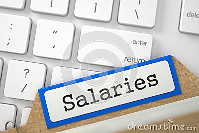 Index Card with Salaries. 3D. Stock Photo