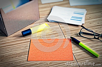 Index cards with legal issues with glasses, pen and bamboo Stock Photo