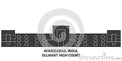 India, Ahmedabad, Gujarat High Court travel landmark vector illustration Vector Illustration