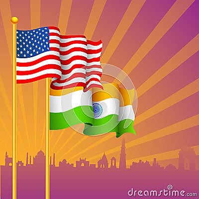 India-America relationship Vector Illustration