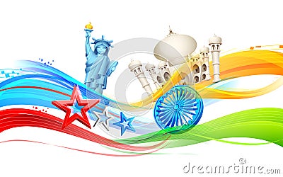 India-America relationship Vector Illustration