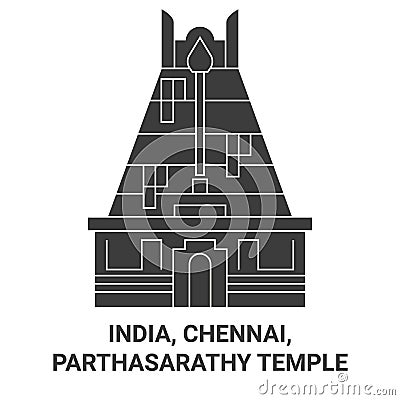 India, Chennai, Parthasarathy Temple travel landmark vector illustration Vector Illustration