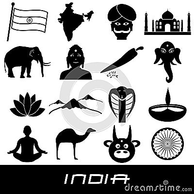 India country theme symbols stickers set eps10 Vector Illustration