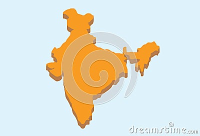 India 3D Minimal Illustration Map Geography Asia Nation Indian World Vector Illustration