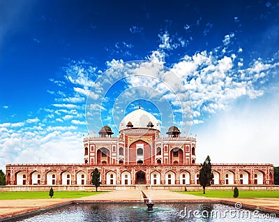 India Delhi Humayun tomb mausoleum. Indian architecture Stock Photo