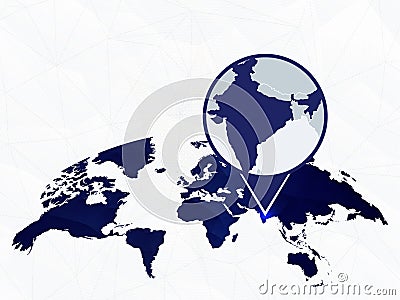 India detailed map highlighted on blue rounded World Map Vector Illustration