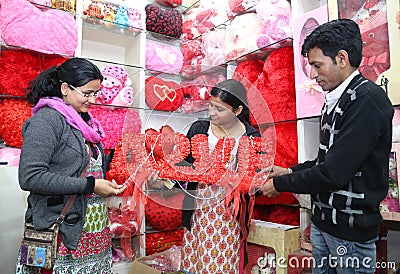 Festival Of Love Valentines Day Shopping In Rajasthan, India Editorial Stock Photo