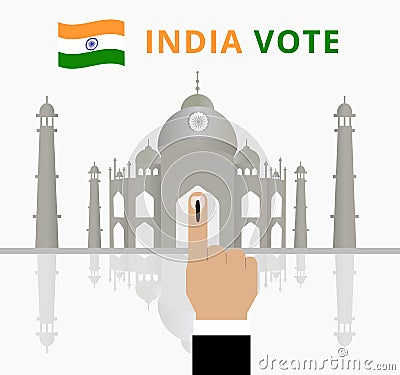 India election day campaign for Indian people or voter inked on the finger to marked or voting sign for new government Vector Illustration