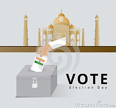 India election day campainge for Indian people or voter go to the polling station and drop ballot in box to choose government and Stock Photo