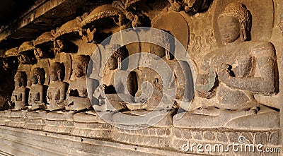 India, Ellora Buddhist cave Stock Photo