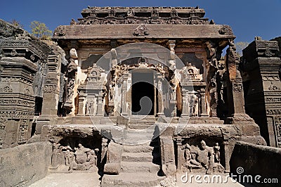 India, Ellora Buddhist cave Stock Photo