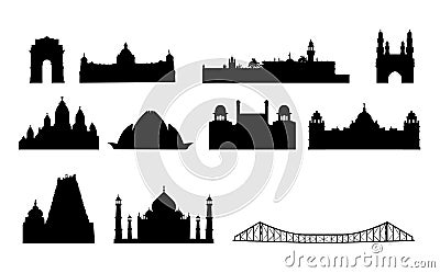 India famous landmarks vector Vector Illustration