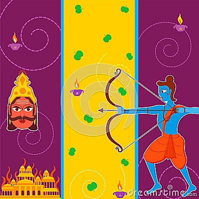 India festival Happy Dussehra background Vector Illustration