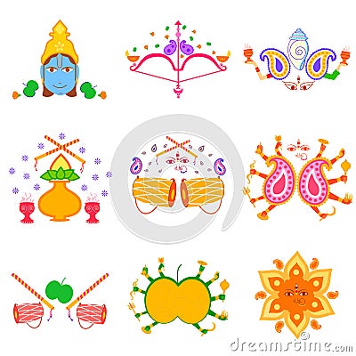 India festival Happy Dussehra background Vector Illustration