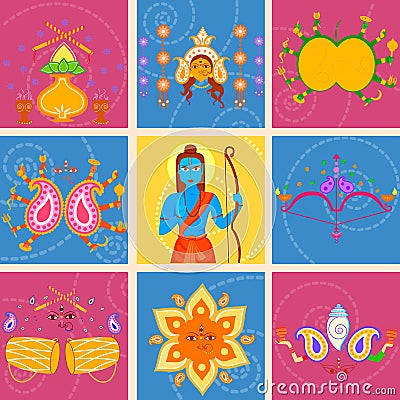 India festival Happy Dussehra background Vector Illustration