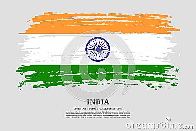 India flag with brush stroke effect and information text poster, vector Vector Illustration