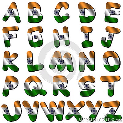 India flag font Cartoon Illustration