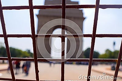 India Gate full view during day at Delhi India, Famous India Gate view Stock Photo
