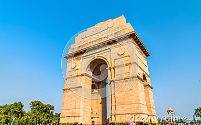 The India Gate, a war memorial in New Delhi, India Editorial Stock Photo