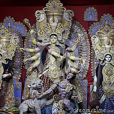 In india ,at the Guwahati worship of goddess Durga. Stock Photo