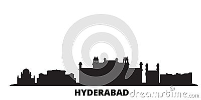 India, Hyderabad city skyline isolated vector illustration. India, Hyderabad travel black cityscape Vector Illustration