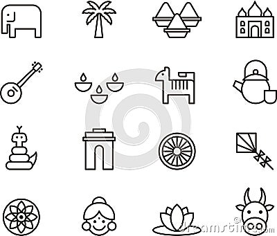 India icons Vector Illustration