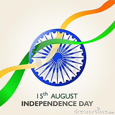 India independence day. 15 th august. Symbol and ribbon flag fluttering. poster Vector illustration Vector Illustration