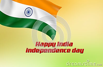 India independence greeting on August 15, India flag with golden classy background Stock Photo