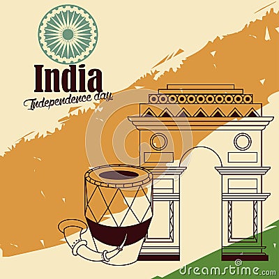 india independence lettering gate Vector Illustration