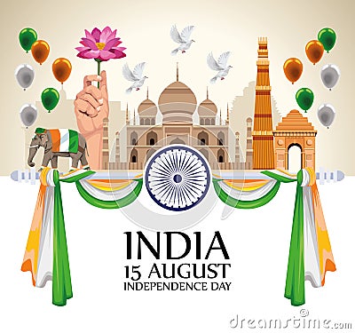 india independence lettering Vector Illustration