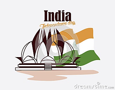 india independence lettering postcard Vector Illustration