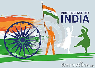 india independence lettering Vector Illustration