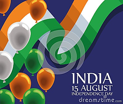 india independence lettering poster Vector Illustration