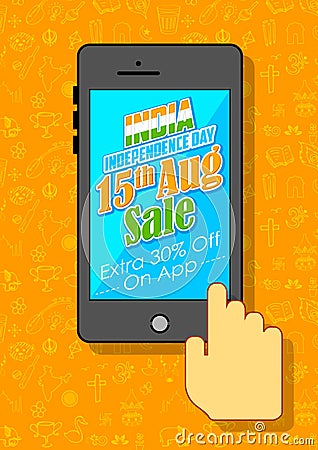 India Independence sale on mobile application Vector Illustration