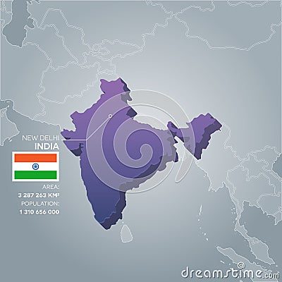 India information map. Vector Illustration