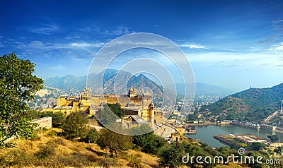 India Jaipur Amber fort in Rajasthan Stock Photo