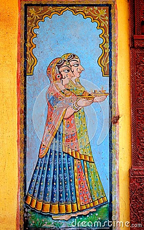 India, Jaisalmer: painting on the wall Stock Photo