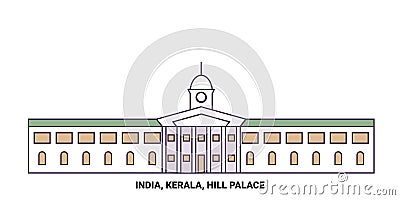 India, Kerala, Hill Palace travel landmark vector illustration Vector Illustration