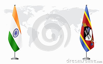 India and Kingdom of eSwatini - Swaziland flags for offi Vector Illustration