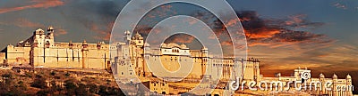 India landmark - Jaipur, Amber fort panorama Stock Photo