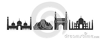 India logo. Isolated Indian architecture architecture on white background Vector Illustration