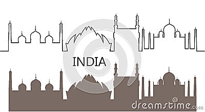 India logo. Isolated Indian architecture architecture on white background Vector Illustration